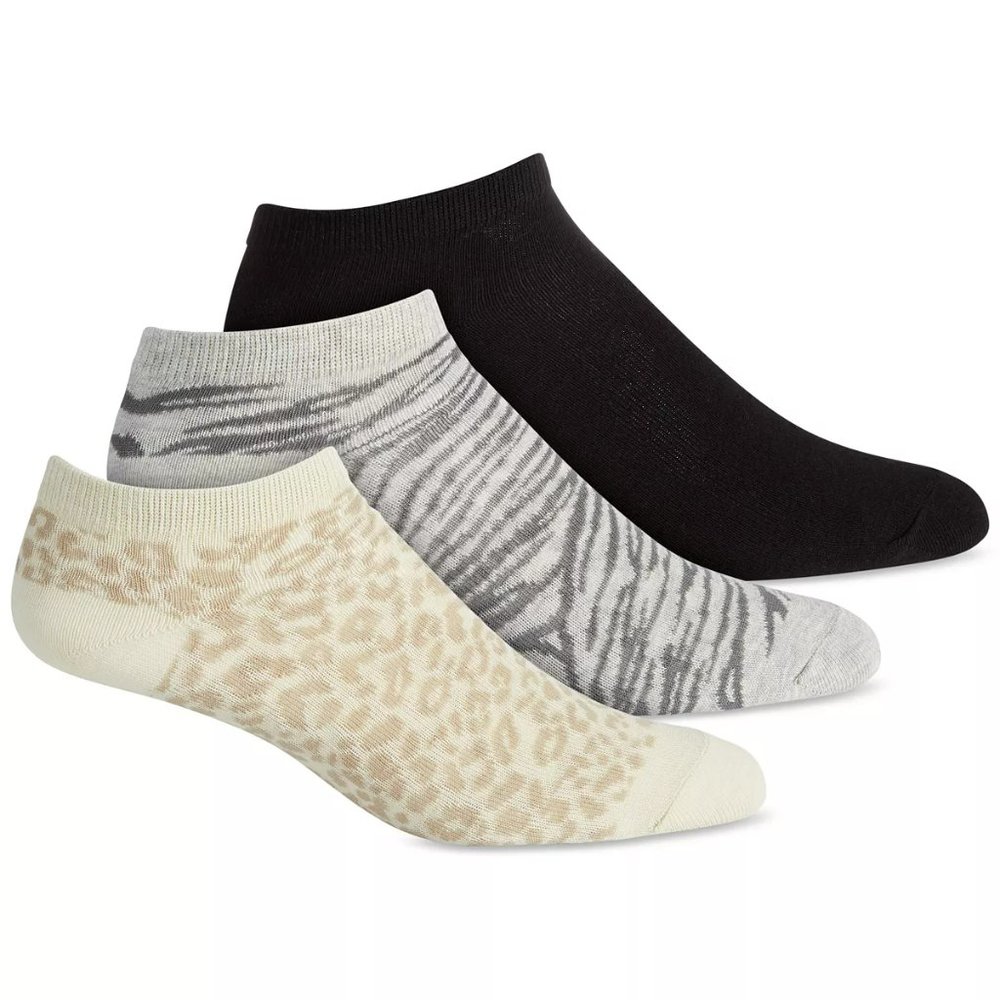Women's No Show Socks Jenni 3pr Animal Print Super Soft Neutral Colors